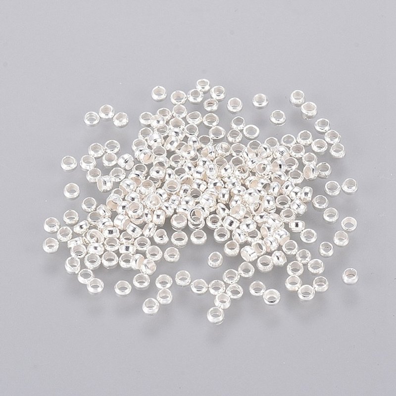 Perles à sertir en laiton Rondelle plaquées argent 2x2mm — Perles à bijoux