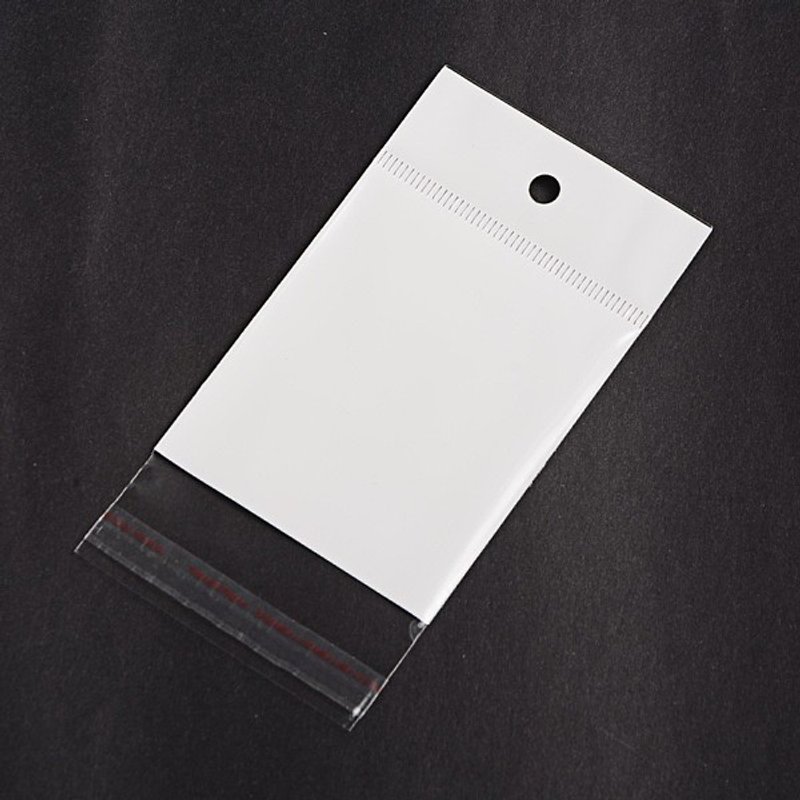 Rectangle Cellophane Bags, White, 12x6.1cm, 0.1mm Thickness — Jewelry Display & Storage