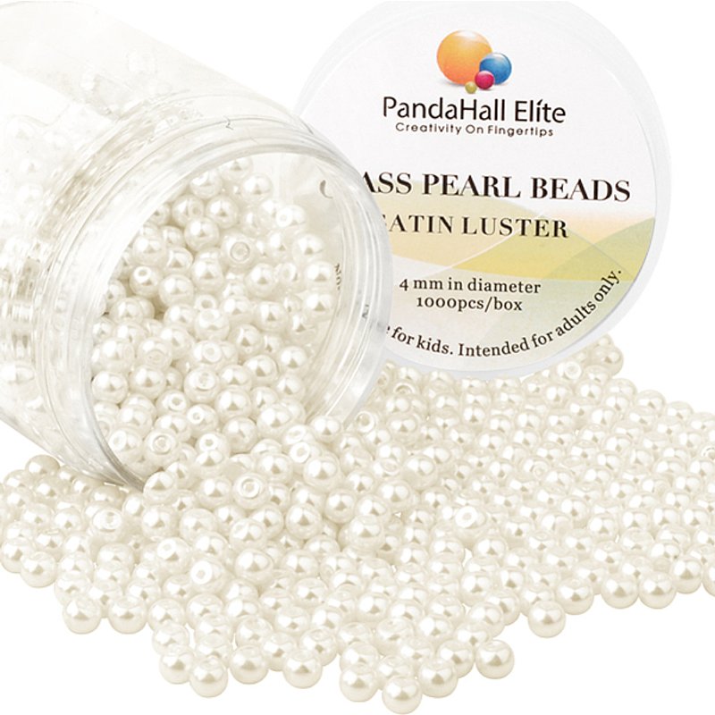 Perles rondes en verre teinté perlé éco-responsable, beige, 4-4.5mm — Perles à bijoux