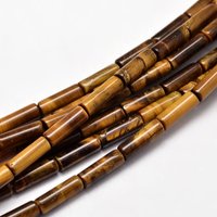 Fils de perles en œil de tigre naturel, colonne, 13-14x4-5mm, 29pcs — Perles à bijoux