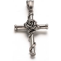 304 Stainless Steel Gothic Cross Pendant with Flower