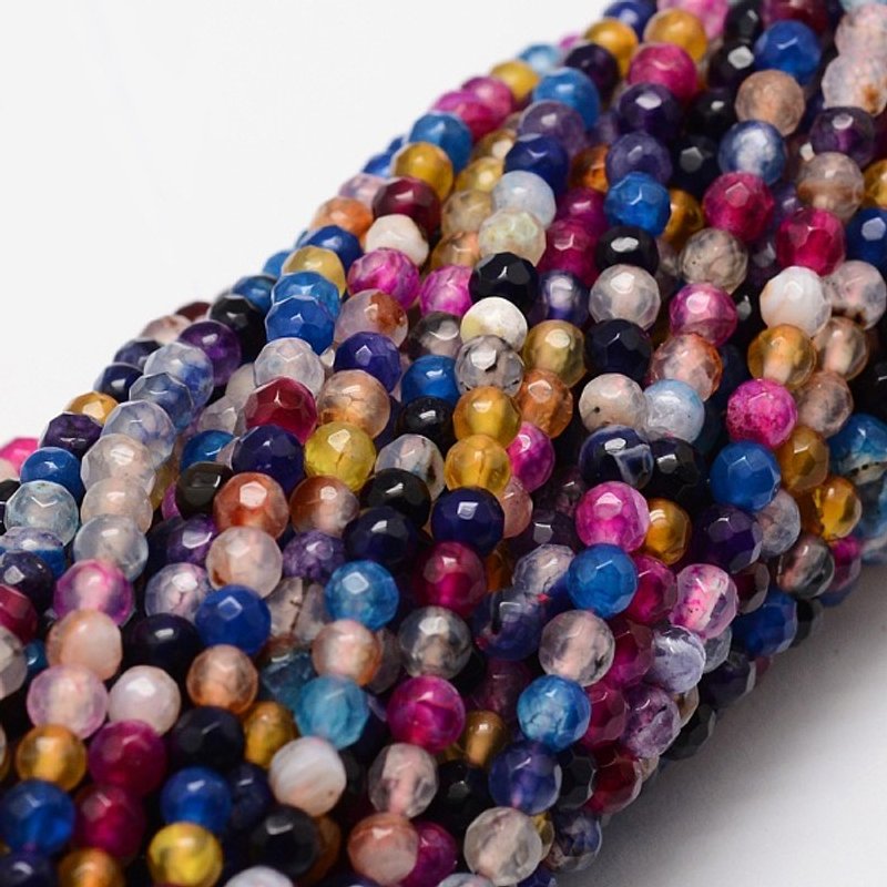 Brins de perles rondes en agate naturelle facettée, teintées, 4mm, 92pcs — Perles à bijoux