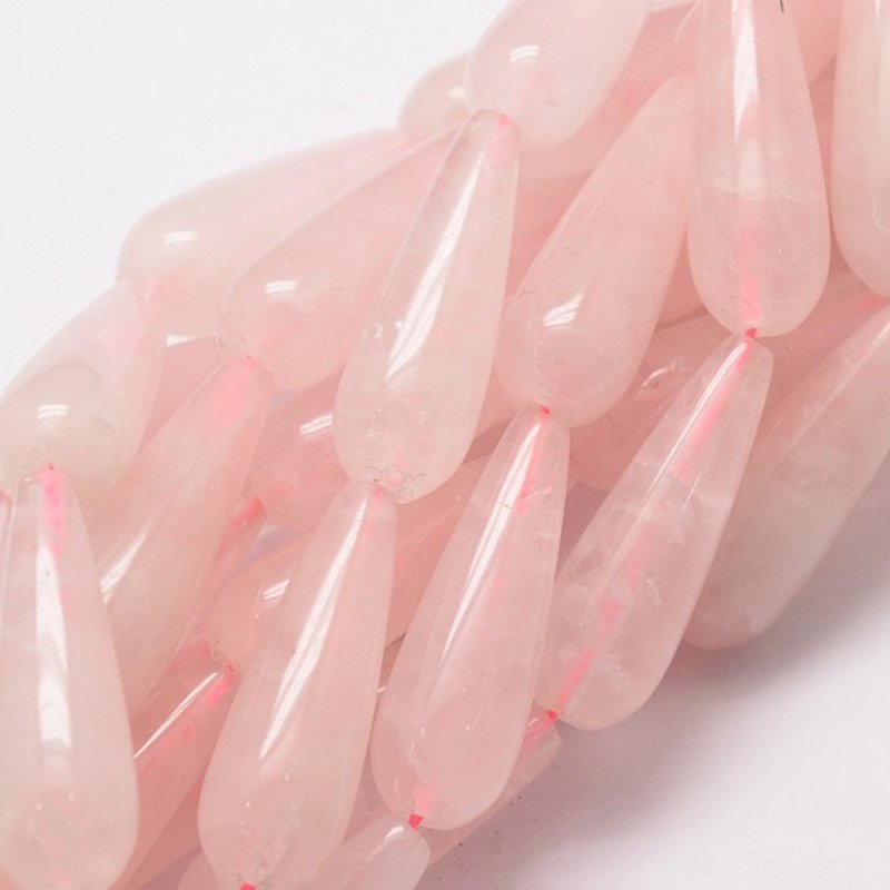 Brins de perles en quartz rose en forme de goutte, 30x10mm, 13pcs — Perles à bijoux
