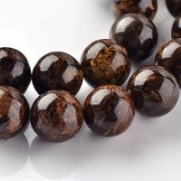 Fils de perles rondes en bronzite naturelle, 10mm, 15.3 pouces — Perles à bijoux