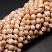 Brins de Perles en Coquillage Naturel, Ronde Saumon Clair, 10mm — Perles à bijoux