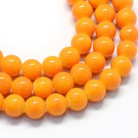 Brins de perles rondes en verre peint, orange, 10-10,5mm — Perles à bijoux