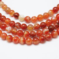 Brins de perles en agate rouge naturelle, teintées, rondes, 6mm, 14 pouces — Perles à bijoux