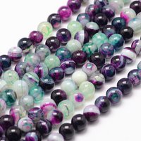 Natural Striped Agate Bead Strands, Round, Dyed, 8mm, 14.5 inch