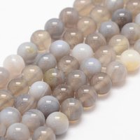 Fil de perles en agate rayée naturelle, ronde, Grade A, grise, 8mm — Perles à bijoux