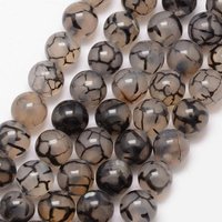 Brins de Perles d'Agate aux Veines de Dragon Naturelles, Ronds, 8mm, Café — Perles à bijoux