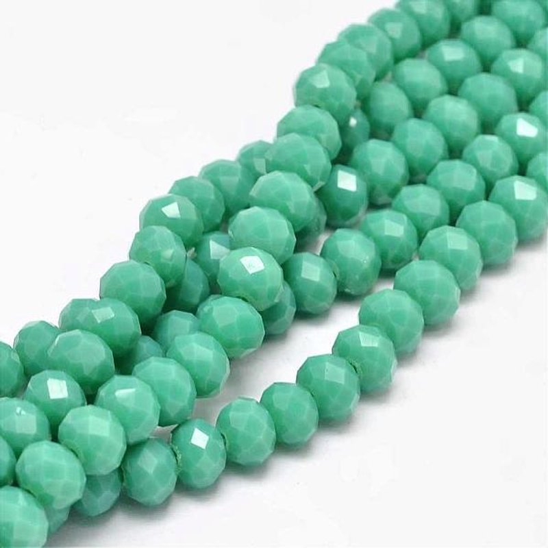 Brins de perles en verre facettées Rondelle, vert mer clair, 72pcs — Perles à bijoux