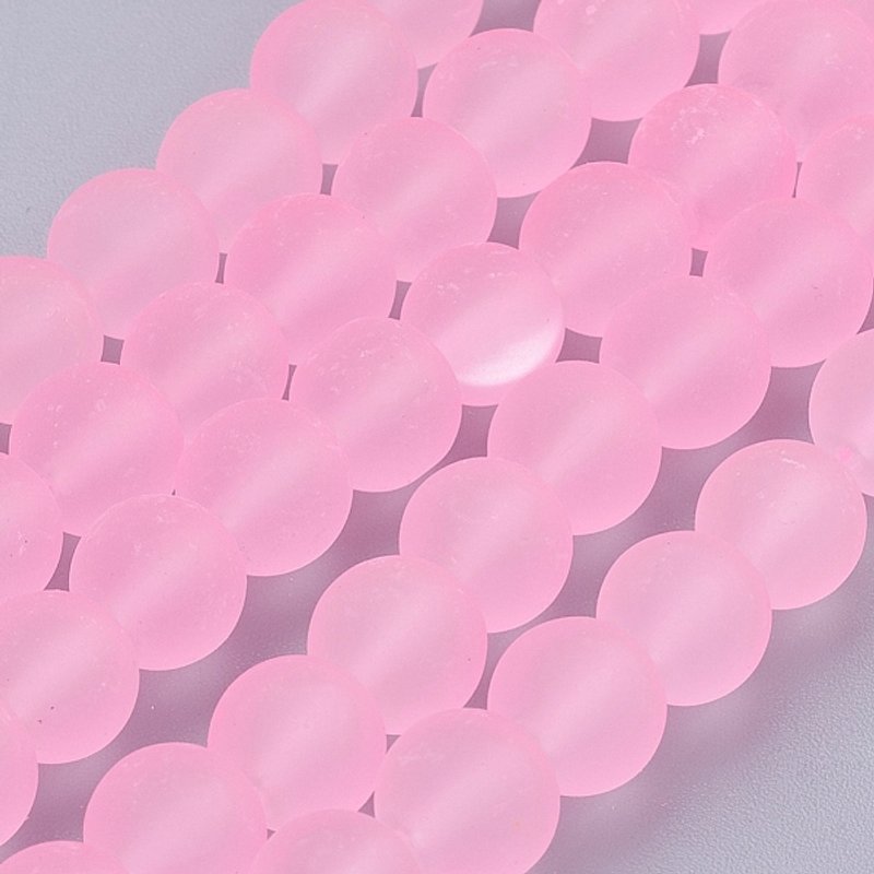 Brins de Perles en Verre Transparent, Ronde, Rose Perle, 8mm, 99pcs — Perles à bijoux