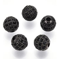 Perles en zircon cubique en laiton Rack Plating, gunmetal, 8x7mm — Perles à bijoux