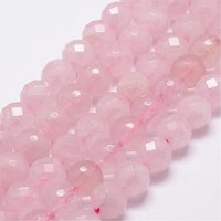 Fil de Perles de Quartz Rose Naturel, Facetté, Rond, 8mm — Perles à bijoux