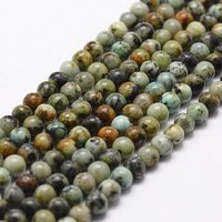 Brins de perles en turquoise africaine naturelle (jaspe), 8mm, 15 pouces — Perles à bijoux