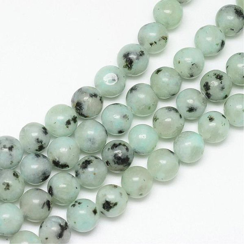 Brins de perles en jaspe sésame/kiwi, ronds, 6 mm — Perles à bijoux