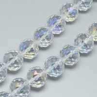 Electroplate Glass Bead Strands, AB Color Plated, Faceted, Clear