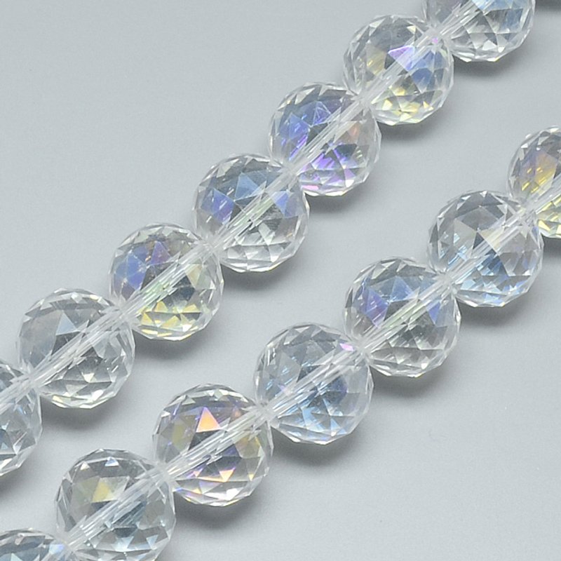 Brins de Perles en Verre Électroplaqué, Couleur AB, Facetté, Transparent — Perles à bijoux