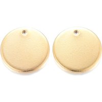 Ion Plating 304 Stainless Steel Charms, Flat Round Golden Tags