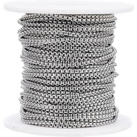 304 Stainless Steel Box Chains, Unwelded, 65.61 Feet Spool — Chains, Wire & Cord