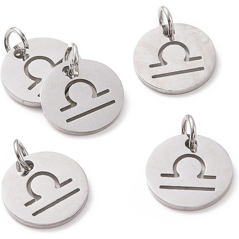 Charm en Acier Inoxydable 304 Non-Oxydable, Signe Zodiacal Libra — Breloques et pendentifs