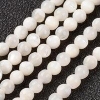 Fils de Perles en Coquillage Blanc Naturel, Mère de Perle, Ronde 3mm — Perles à bijoux