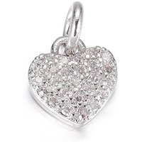 Brass Micro Pave Cubic Zirconia Heart Charm, Platinum, 9x8x2mm — Charms & Pendants