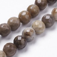 Natural Silver Leaf Jasper Beads Strands, Round, Faceted, 10mm — Jewelry Beads