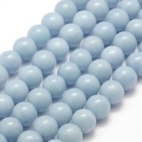 Brins de perles d'Angelite naturelle, rondes 8mm, 46pcs, 15.5 pouces