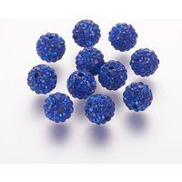 Perles en argile polymère avec strass, perles rondes Pave Disco Ball, Cobalt — Perles à bijoux
