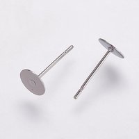 304 Stainless Steel Stud Earring Settings with Flat Pad Post