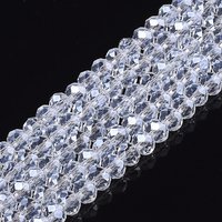 Brins de perles en verre électroplaqué, finition perle lustrée, transparent