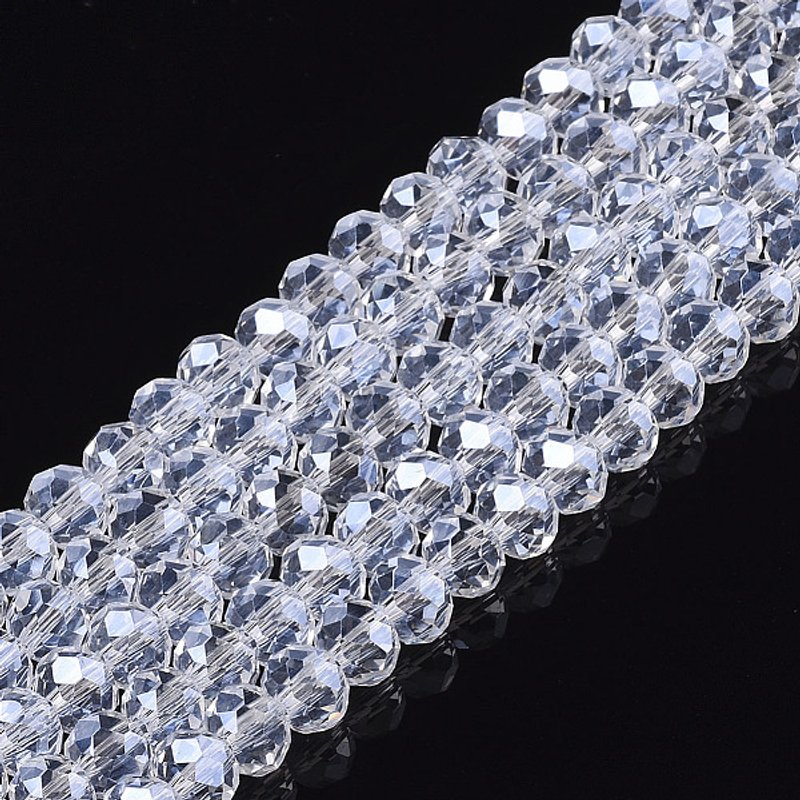 Electroplate Glass Beads Strands, Pearl Luster Plated, Clear — Jewelry Beads