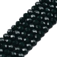 Brins de Perles en Verre Opaque Vert Foncé Facettées, Rondelle, 4x3mm — Perles à bijoux