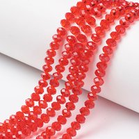 Faceted Red Glass Beads Strands, Rondelle, 8x6mm, 63-65pcs — Jewelry Beads