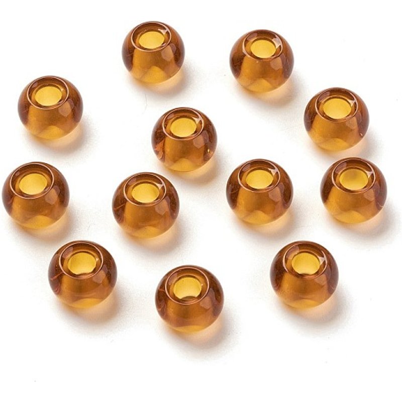 Perles Européennes en Verre, Rondelles, Brun Sable, 14-15x10mm — Perles à bijoux