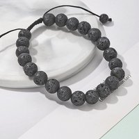 Natural Lava Rock Braided Bead Bracelet, 2-1/8 to 3-1/8 inch