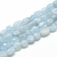 Fil de perles d'aigue-marine naturelles, nuggets, 15,7 pouces, trou de 1 mm — Perles à bijoux