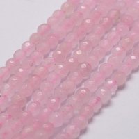 Fils de Perles de Quartz Rose Naturel, Facetté Rond, 4mm, 84pcs