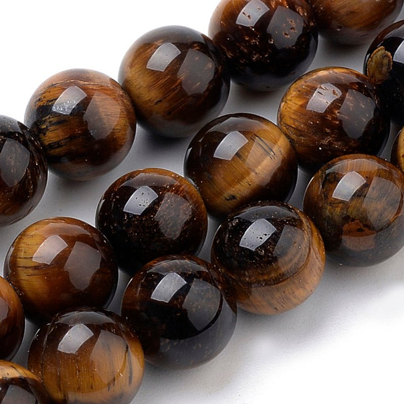 Brins de perles en œil de tigre naturel, ronds 8mm, 15 pouces, 46-48 pcs — Perles à bijoux