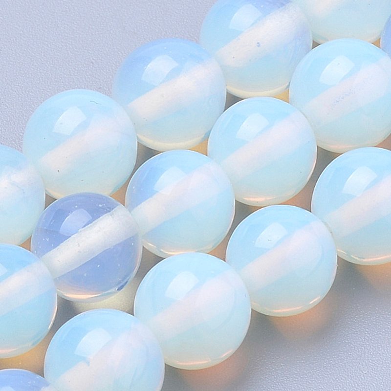 Fils de perles d'opalite, rondes 10mm, trou de 1mm, 40pcs/fils — Perles à bijoux