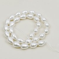 Brins de perles en coquillage, teintées WhiteSmoke, 15-16.5mm, 25pcs — Perles à bijoux