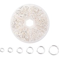 Anneaux Brisés en Fer, Tailles Mixtes, Plaqué Argent, 1600pcs — Accessoires pour bijoux
