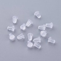 Coussins d'oreille en plastique, fermoirs à boucles d'oreilles, clair 6x4.5mm — Accessoires pour bijoux