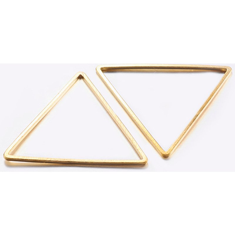 Brass Triangle Linking Rings, Plated, Golden, 23.5x27mm — Jewelry Findings