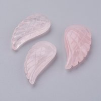 Natural Rose Quartz Wing Pendant 24.5x12x5mm with 1mm Hole — Charms & Pendants