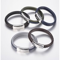 Bracelet en Cuir Tressé avec Fermoir Magnétique en Acier Inoxydable