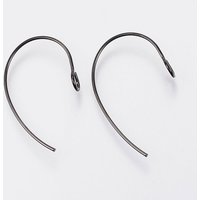304 Stainless Steel Black Earring Hooks with Vertical Loop — Jewelry Findings
