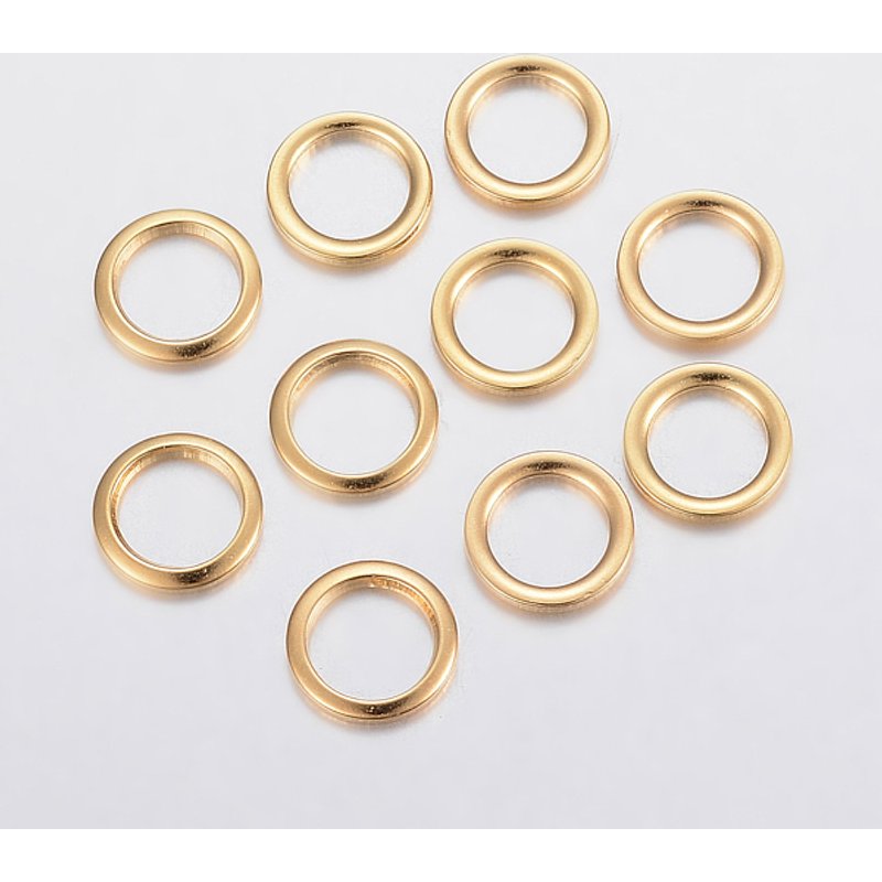 Anneaux de liaison en acier inoxydable 304, plaqué or 24k, 8x1mm — Accessoires pour bijoux