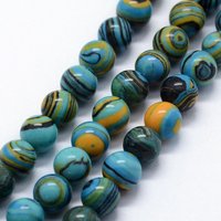 Brins de perles de malachite synthétique, rondes, bleu ciel, 8mm, 46pcs — Perles à bijoux